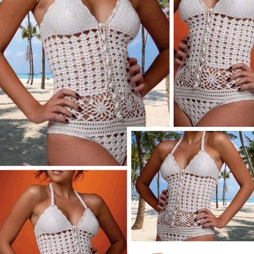 Modèle élégante bustier - maillot  dentelle au crochet .schemas,diagrammes internationaux avec explication design technique en format pdf
