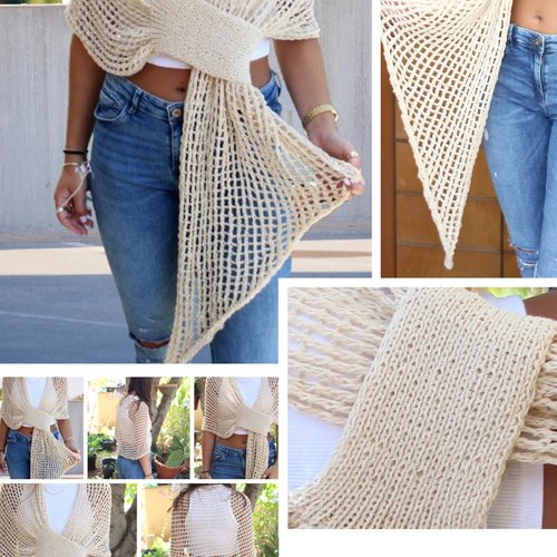 Modèle cape, échappe en tricot.schemas internationaux ,master classe avec explication français et design technique en format pdf