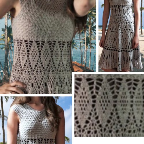 Modèle robe chic dentelle au crochet pour femme .patron,schéma et tutoriels anglais en format pdf +légende symbole anglaise /française
