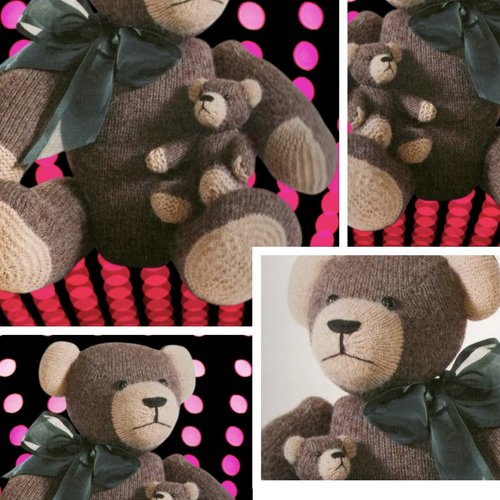 Amigurumi,modèles peluches ourson avec bébé en tricot.patron avec tutoriels français.format pdf.