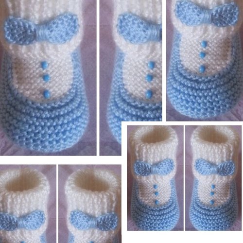 Modèle bottes en tricot  pour bébé .patron master classe étape par étape en photos.tutoriels en français,anglais forma