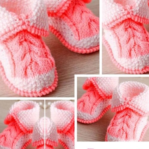 Modèle bottines en tricot  pour bébé .patron master classe étape par étape en photos.tutoriels en français,anglais forma