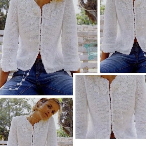 Modèle vintage, chic gilet dentelle au crochet pour femme.pattern tutoriels français en format pdf
