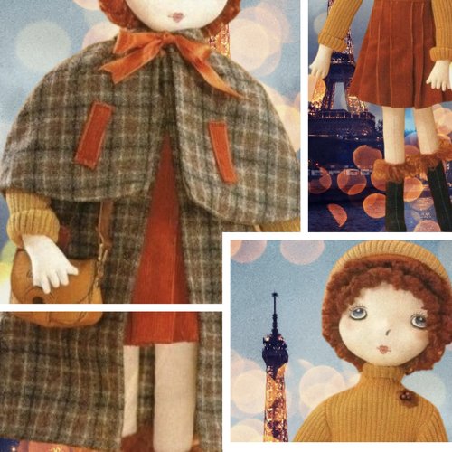 Petite vintage ,modèle en  pdf  , modèle  textile,poupée chiffon ,pattern, tutoriels en anglais format pdf