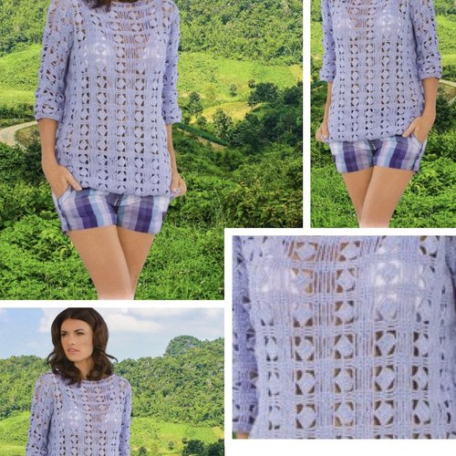 Vintage.modèle chic pull dentelle au crochet pour femme