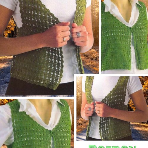 Modèle vintage, chic gilet dentelle au crochet pour femme.patron - schémas avec tutoriels français en format pdf