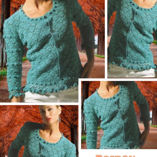 Modèle vintage, chic gilet dentelle au crochet pour femme.pattern tutoriels français en format pdf