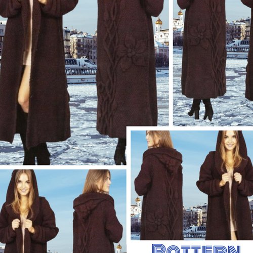 Vintage .modèle chic manteau - cardigan en tricot  pour femme.patron -tutoriels en français ,anglais format pdf