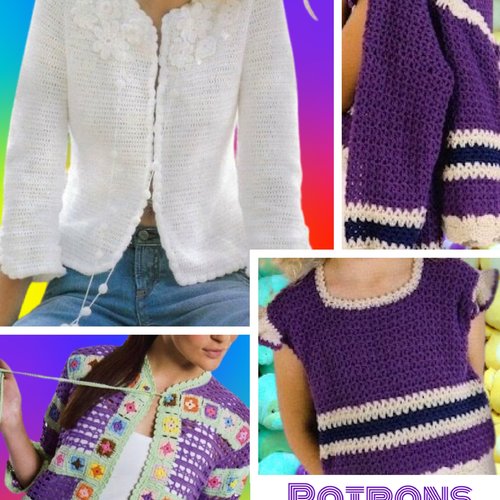 Vintage petite livre -patrones en pdf. 4 modèles pour femme et fille au crochet.tutoriels en français format pdf