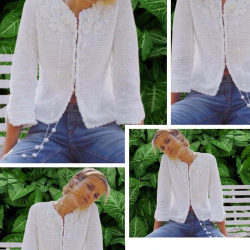 Modèle vintage, chic gilet dentelle et bijoux au crochet pour femme.patron - schémas avec tutoriels français en format pdf