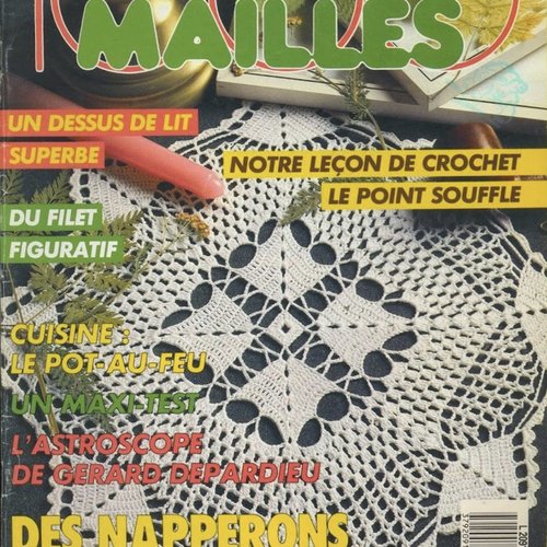 Magazine 1000 mailles en format pdf.modèles nappes et napperons au crochet coton blanc
