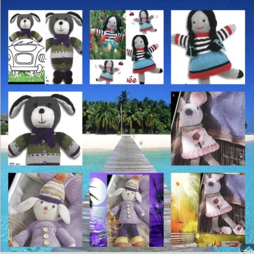 Livre  patrons pour tricoteuses.modeles doudous,poupée et cache biberon en tricot pour bébé. tutoriels français en format pdf