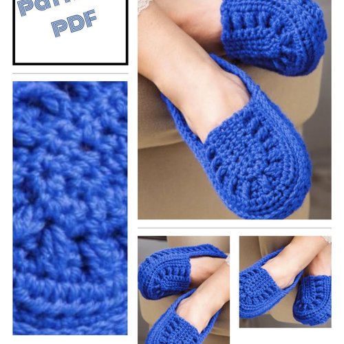 Modèle chaussons - pantoufles  pour femme au crochet pattern avec tutoriels anglais