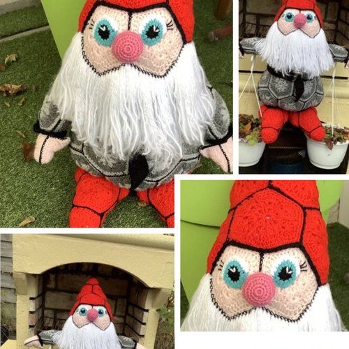 Amigurumi,modèle poupée nain de jardin au crochet ( fleurs africaines).format pdf.