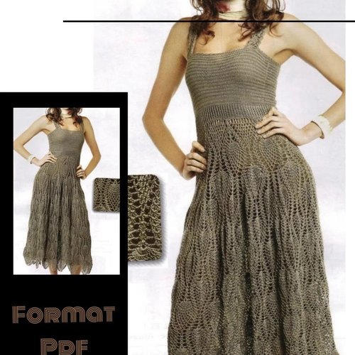 Modèle robe dentelles au crochet .schemas,diagrammes internationaux avec explication design technique en format pdf