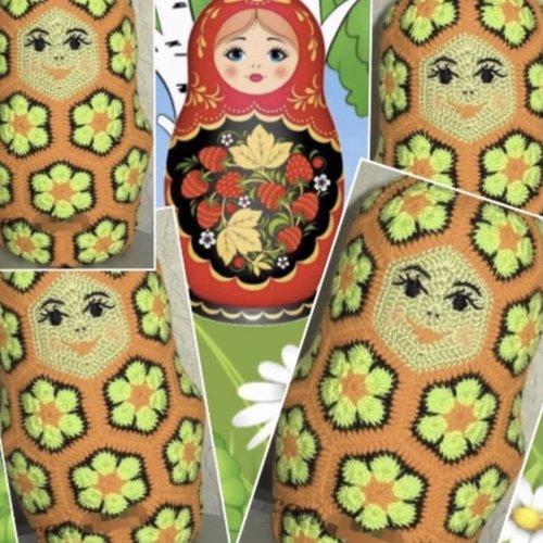 Modèle poupée matrechka au crochet style fleur africaine . patron, pattern avec tutoriels français,anglais format pdf
