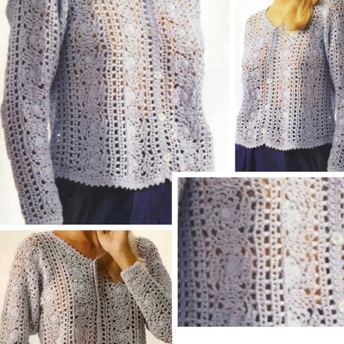 Modèle chic  gilet au crochet patron avec tutoriels français format pdf