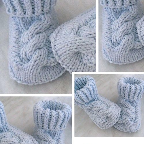 Modèle bottes en tricot  pour bébé .patron master classe étape par étape en photos.tutoriels en français format pdf.
