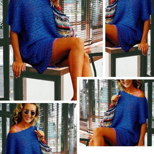 Vintage.modèle chic tunique dentelle au crochet pour femme