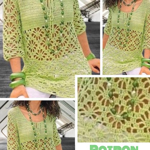 Vintage.modèle chic tunique dentelle au crochet pour femme