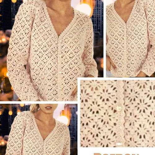 Modèle vintage, chic gilet dentelle au crochet pour femme.pattern tutoriels français en format pdf