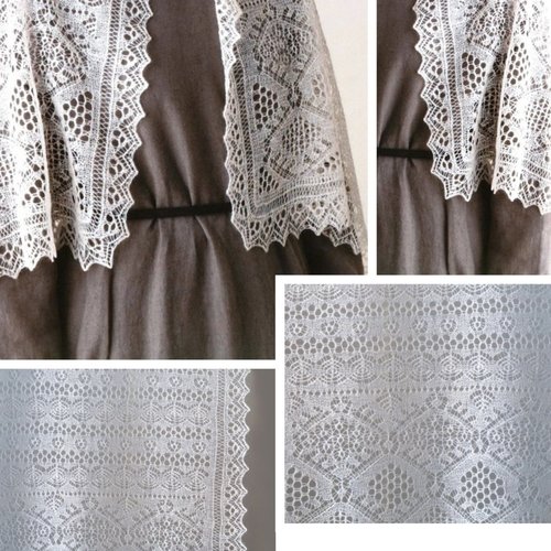 Vintage.modèle chic châle style orenburg,dentelle en tricot