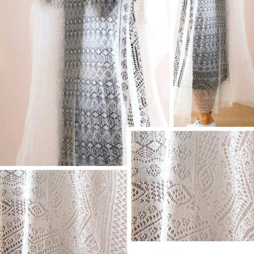 Vintage.modèle chic grande châle -foulard style orenburg,dentelle en tricot