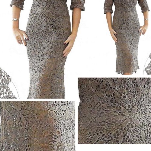 Modèle robe dentelles au crochet .schemas,diagrammes internationaux avec explication design technique en format pdf