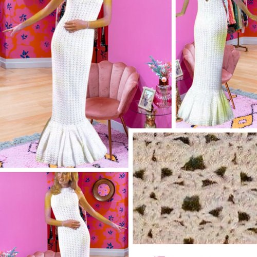 Vintage modèle chic longue robe mariage,dentelles au crochet coton blanc,pour femme.patron -tutoriels en français ,anglais format pdf