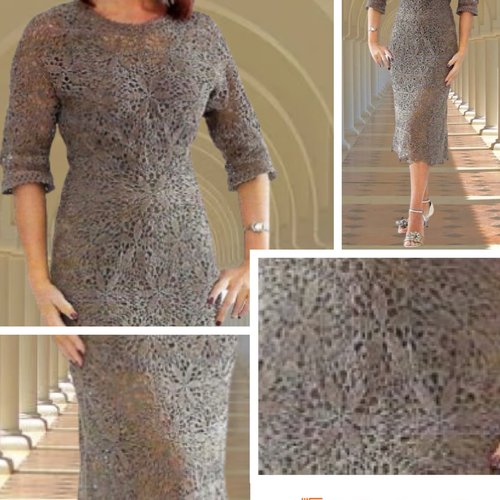 Modèle robe dentelles au crochet .schemas,diagrammes internationaux avec explication design technique en format pdf