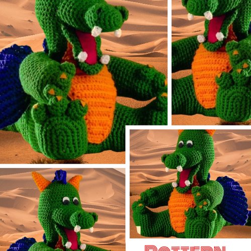 Amigurumi,modèle peluche  petite  dragon multicolores au crochet .format pdf.