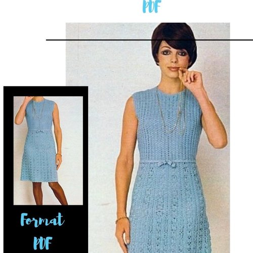 Vintage modèle chic robe dentelles au crochet pour femme.patron -tutoriels en français format pdf
