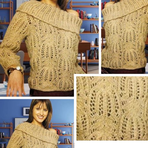 Modèle chic  pull dentelle en tricot,patron avec tutoriels français en format pdf