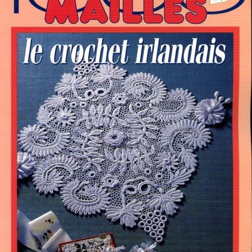 Magazine 1000 mailles en papier.modèles dentelles irlandaises au crochet coton blanc