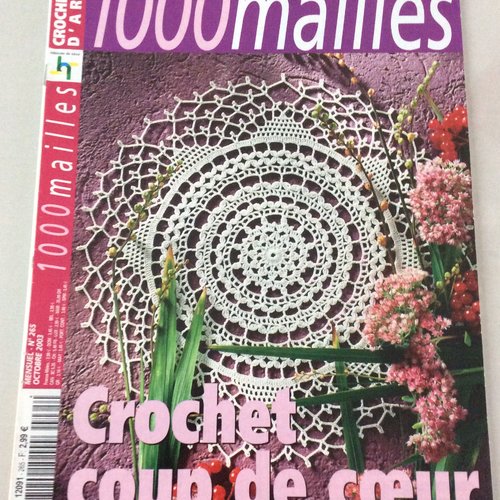 Vintage.magazine 1000 mailles en papier.modèles napperons en dentelles au crochet ,coton blanc
