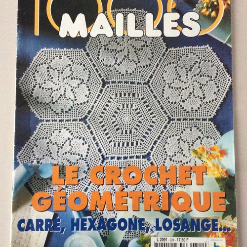 Vintage.magazine 1000 mailles en papier.modèles napperons en dentelles au crochet ,coton blanc