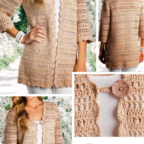 Modèle chic gilet dentelles  ,crochet ,  pour femme .patron tutoriels anglais en format pdf