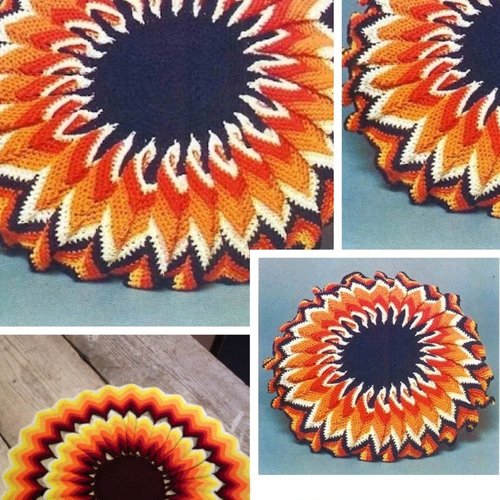 Modèle coussin le tournesol au crochet  d33 cm .patron tutoriels français en format pdf