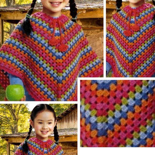 Modele cap- poncho au crocher pour petite princesse 4-10 ans.patron avec tutoriel en français format pdf