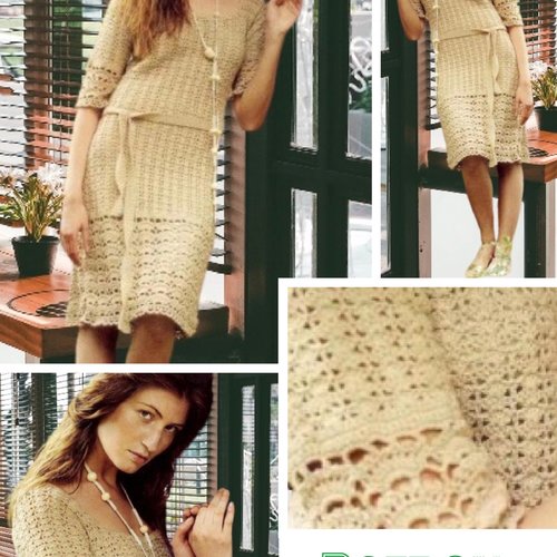 Vintage ans 70.modèle robe au crochet pour femme.patron -tutoriels en français format pdf