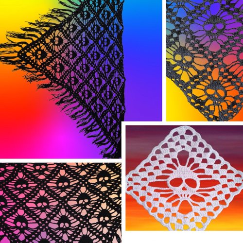 Pdf. motif tête de mort châle tête de mort au crochet ,pattern avec tutoriels anglais format pdf