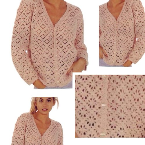 Modèle vintage, chic gilet dentelle au crochet pour femme.pattern tutoriels français en format pdf