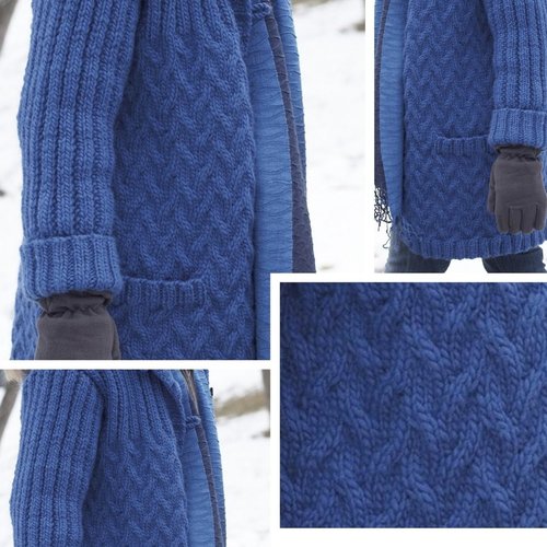 Modèle manteau veste avec capuche ,tricot pour femme .patron tutoriels anglais en format pdf +légende symbole anglaise /fran�
