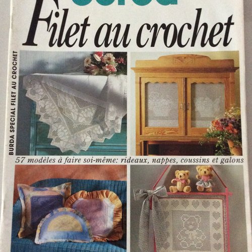 Vintage.magazine burda spécial filet  au crochet , papier.modèles au crochet  ,coton blanc