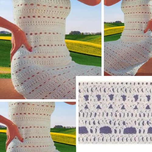 Modèle robe dentelles au crochet .schemas,diagrammes internationaux avec explication design technique en format pdf