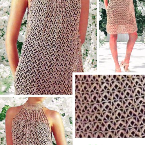 Modèle robe dentelles au crochet .schemas,diagrammes internationaux avec explication design technique en format pdf