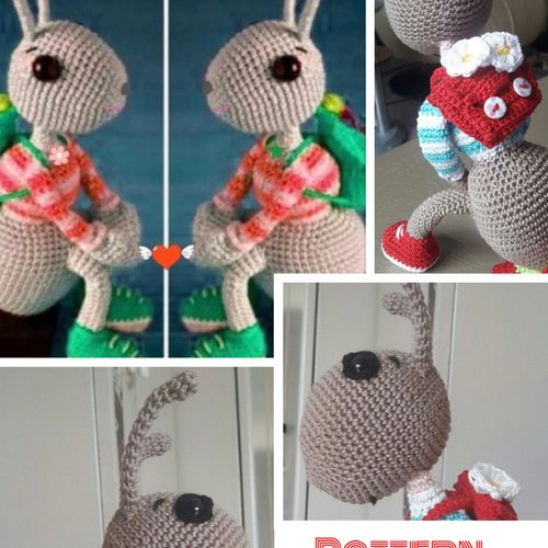 Modèle poupée fourmi au crochet ,format pdf.patrons avec tutoriels en français ,anglais format pdf