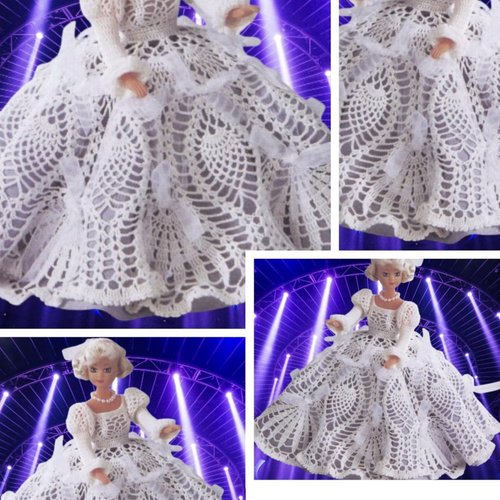 Modèle robe dentelle au crochet pour poupée barbie