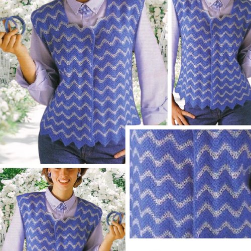Modèle vintage, chic gilet dentelle “zigzag “au crochet pour femme.patron - schémas avec tutoriels français en format pdf