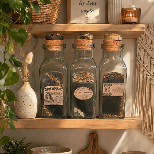 Bouteilles en verres et terre